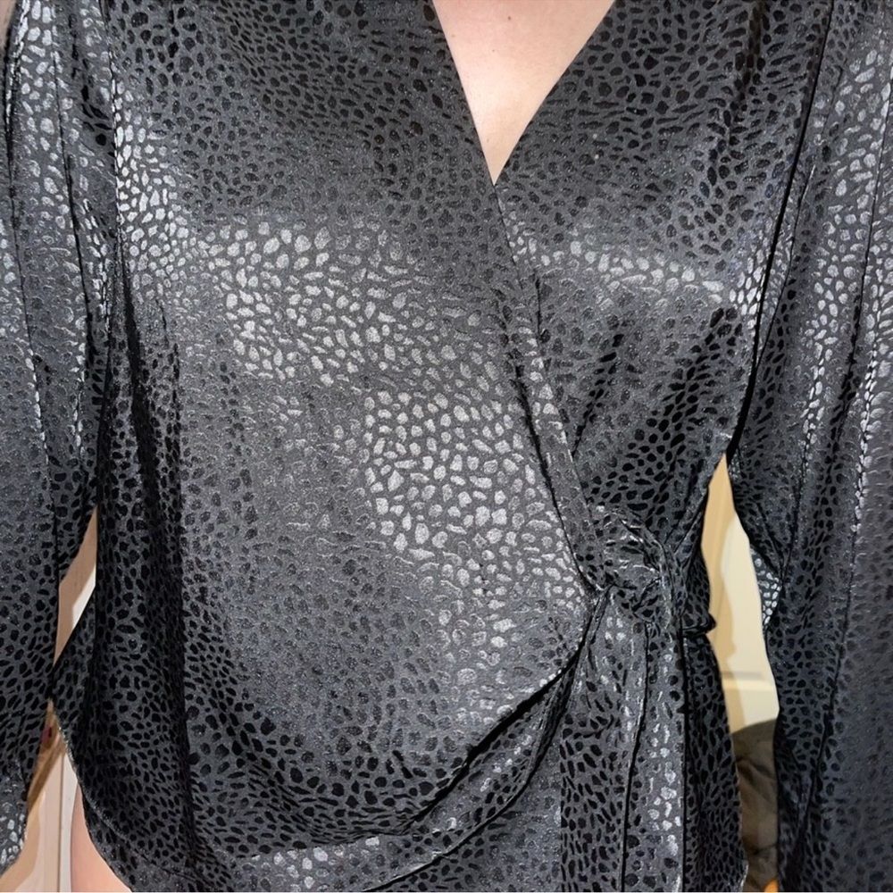 White House Black Market Black Patterned Blouse